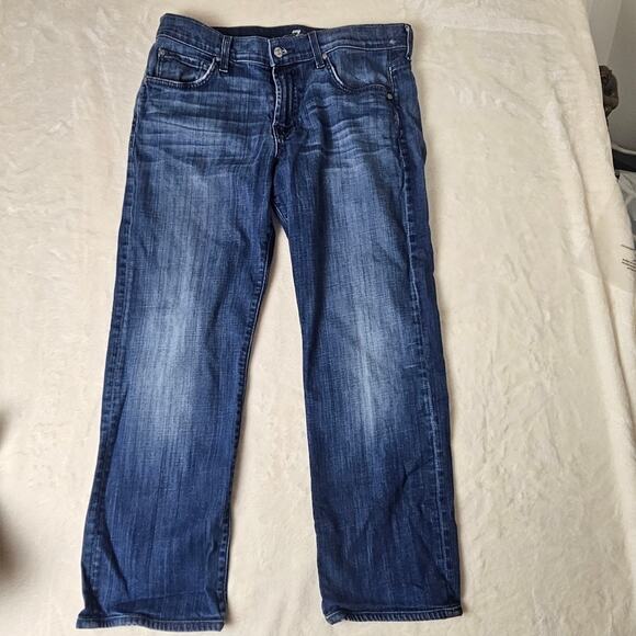 7 For all Mankind Men Jeans 32 Blue Denim Carsen Dark Wash  34" Inseam - Picture 1 of 11
